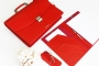 21004 LEATHER BRIEFCASE SET  RED