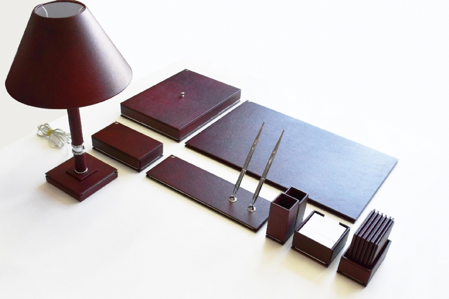 Leather Desk Set - Desk Office Accessories Black