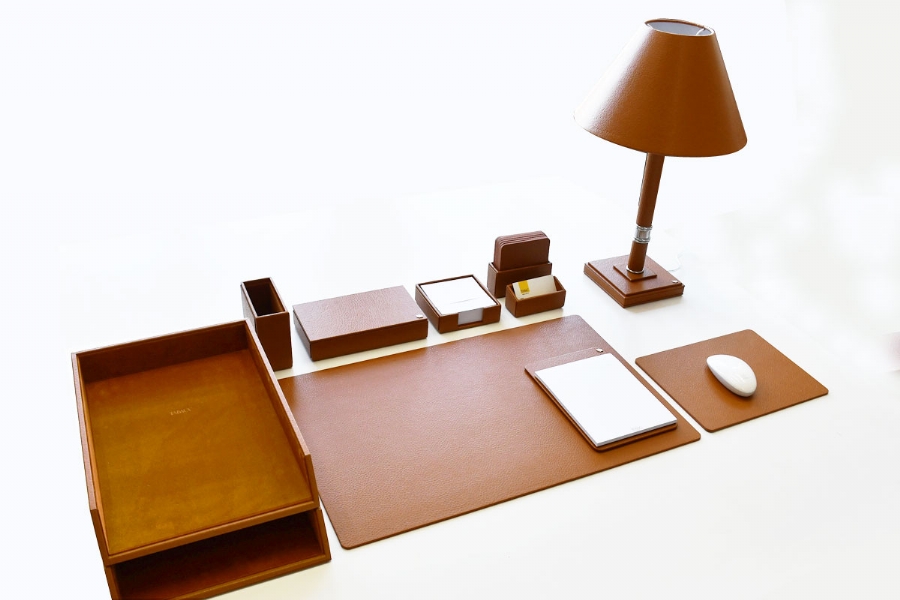 Leather Desk Set - Desk Office Accessories Black