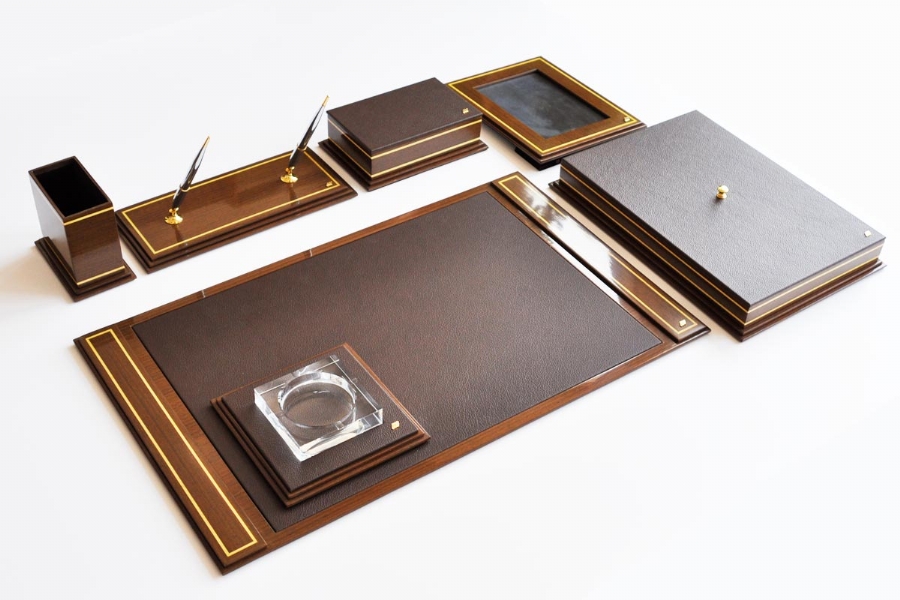 TABAC Wooden Luxury Leather Desk Set (dark Brown-venge) - 7003985 ...