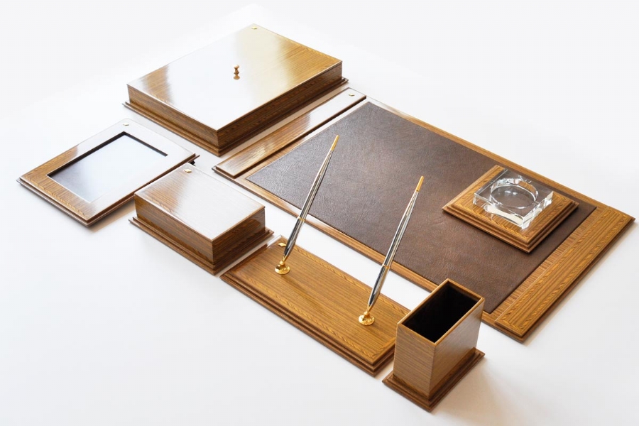 Teak Wood Desk Accessories Set